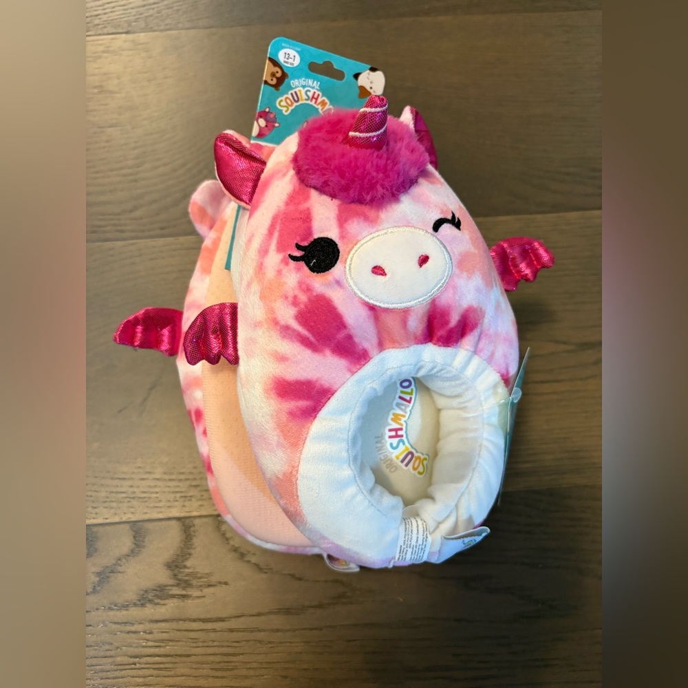 Squishmallow kids pink unicorn slippers sz 13-1 NWT ret $49USD
